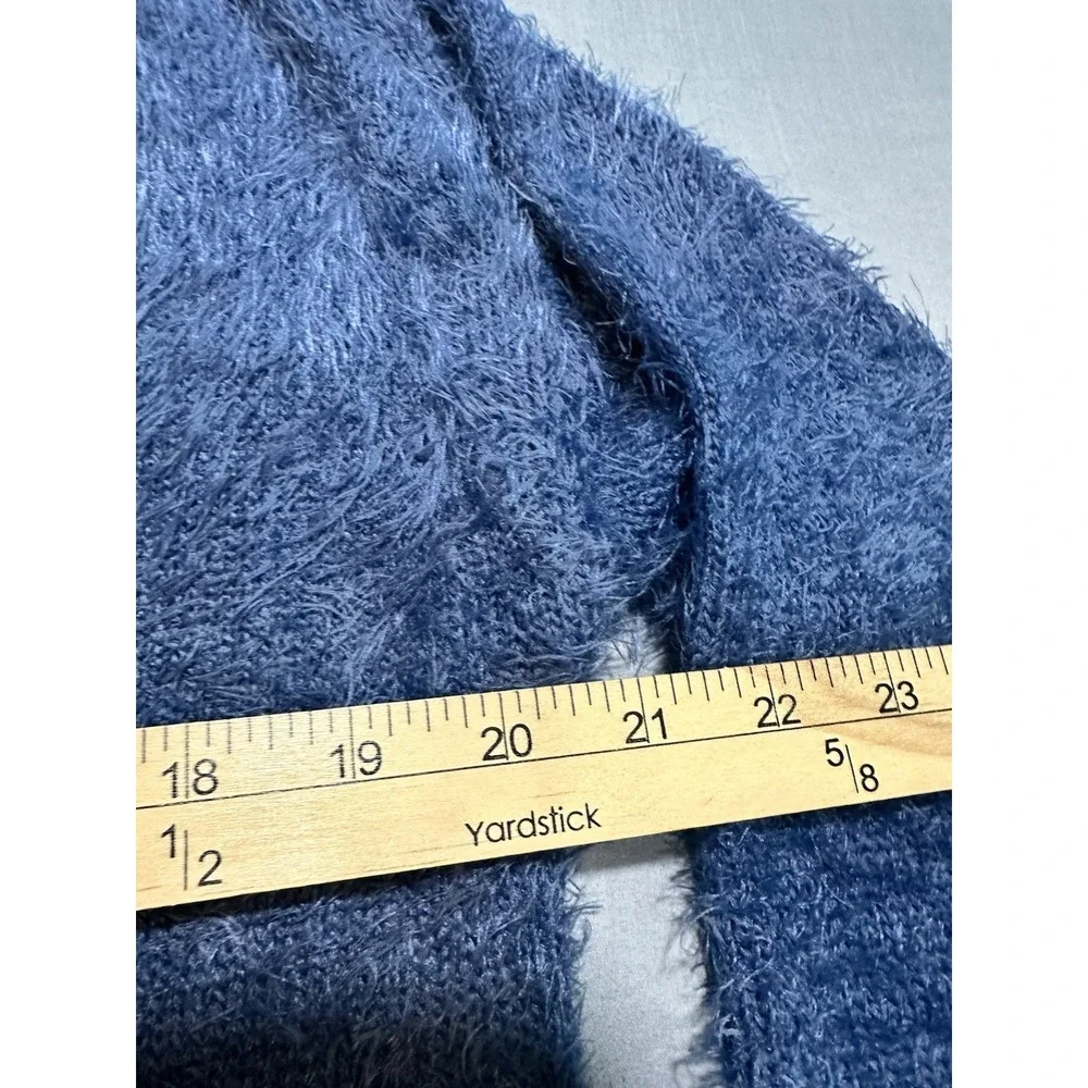 NWT PHILOSOPHY Blue Sweater Womens M Soft Fuzzy V Neck Casual Oversized Coastal‎